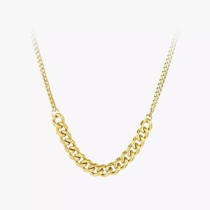 Link Chain Pendant Necklace Women Stainless Steel Gold Color Choker Necklace